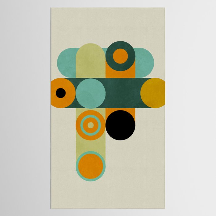 mid mod geometry green teal nature 1 Tablecloth Gallery Image 2