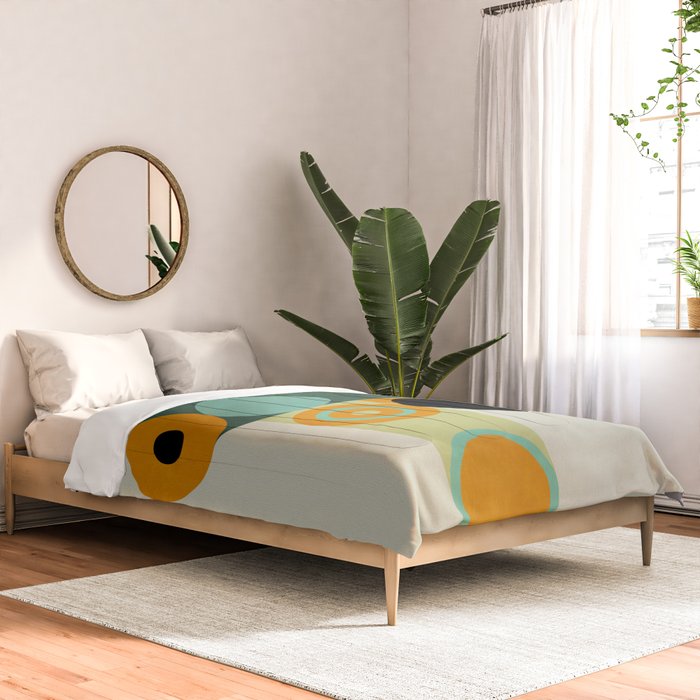 mid mod geometry green teal nature 1 Comforter Gallery Image 2