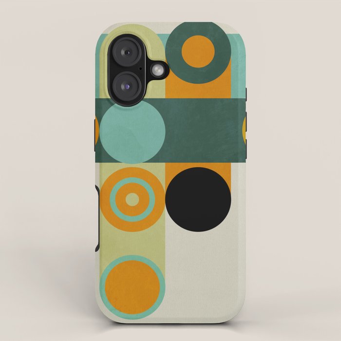 mid mod geometry green teal nature 1 iPhone Case Gallery Image 1