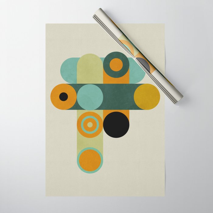 mid mod geometry green teal nature 1 Wrapping Paper Gallery Image 1