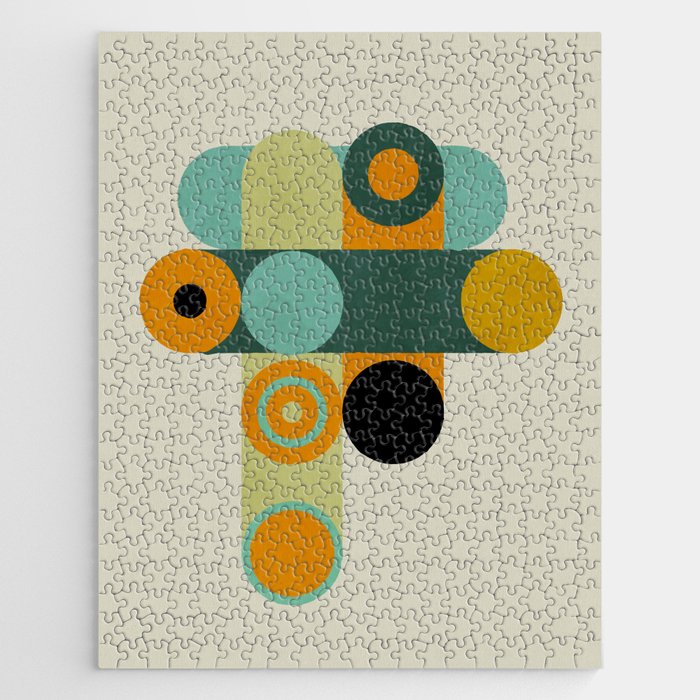 mid mod geometry green teal nature 1 Jigsaw Puzzle Gallery Image 1