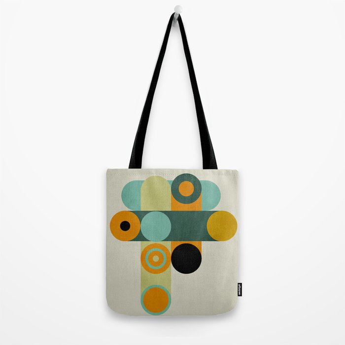 mid mod geometry green teal nature 1 Tote Bag Gallery Image 2