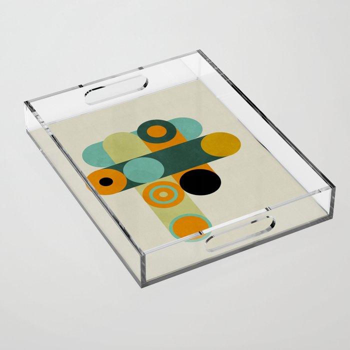 mid mod geometry green teal nature 1 Acrylic Tray Gallery Image 1