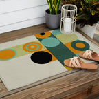 mid mod geometry green teal nature 1 Outdoor Rug Gallery Image 2