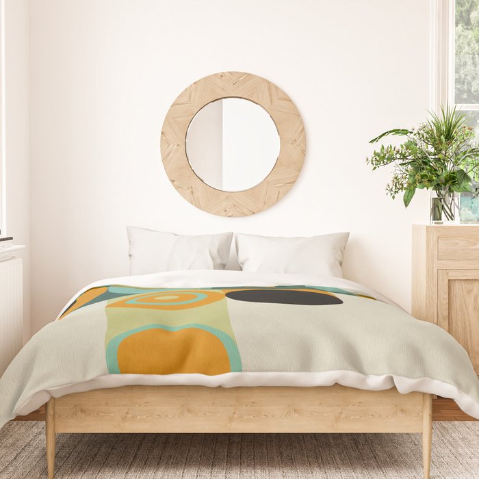 mid mod geometry green teal nature 1 Duvet Cover Gallery Image 3