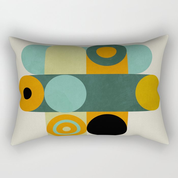 mid mod geometry green teal nature 1 Rectangular Pillow Gallery Image 1
