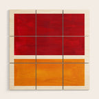 Burnt Red Yellow Ochre Mid Century Modern Abstract Minimalist Rothko Color Field Squares Wood Wall Art Gallery Image 1