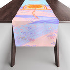 Retro Sunflower & Rainbow in Blue & Pink Table Runner Gallery Image 1