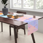 Retro Sunflower & Rainbow in Blue & Pink Table Runner Gallery Image 2