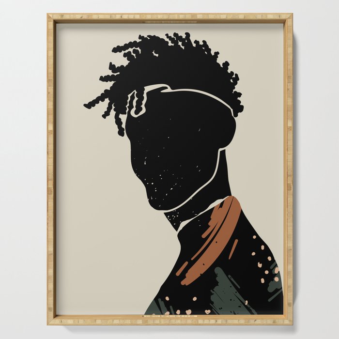 Black Hair No. 2 Serving Tray Gallery Image 1