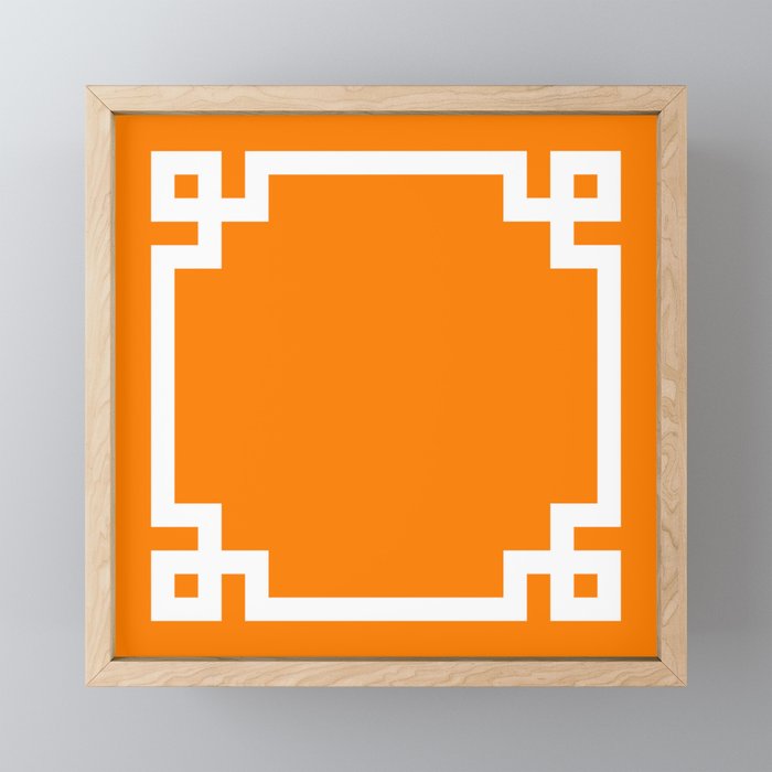 Orange and White Greek Key Square Border Mini Art Print Gallery Image 1