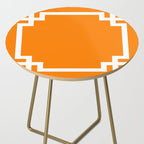 Orange and White Greek Key Square Border Side Table Gallery Image 2
