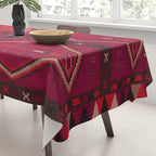 The Crimson Symmetry Handwoven Tribal Kilim Art Tablecloth Gallery Image 3