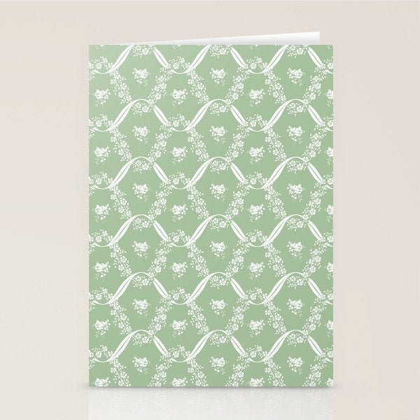 Vintage French Flower Green Stationery Card Gallery Image 1