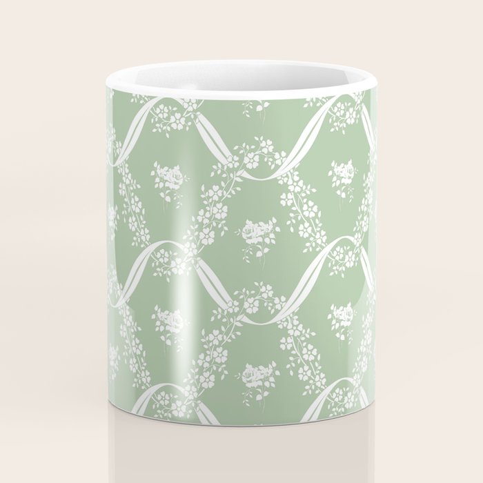 Vintage French Flower Green Coffee Mug Gallery Image 4