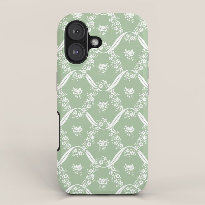 Vintage French Flower Green iPhone Case Gallery Image 1