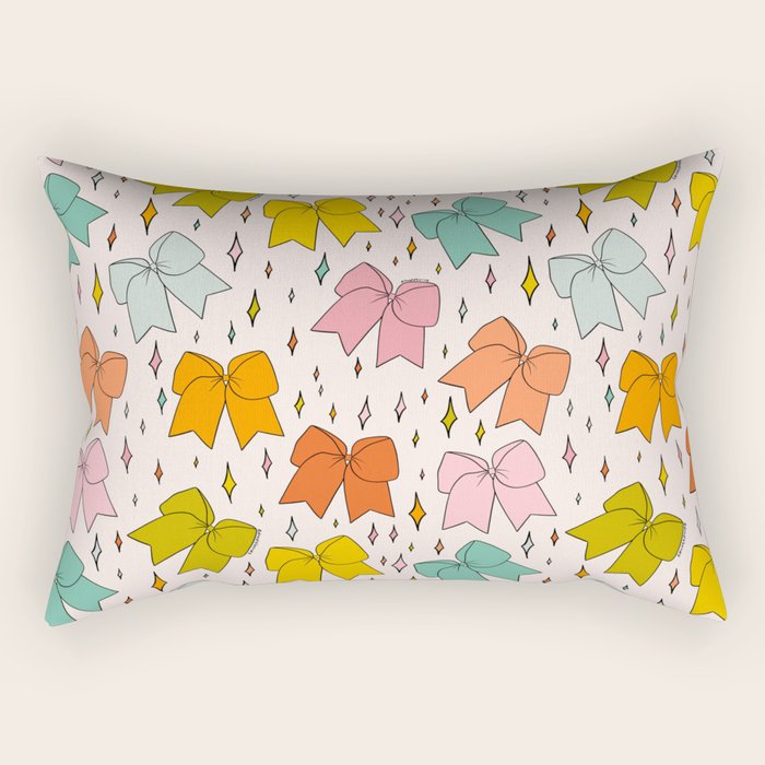 Rainbow Bow Print Rectangular Pillow Gallery Image 1