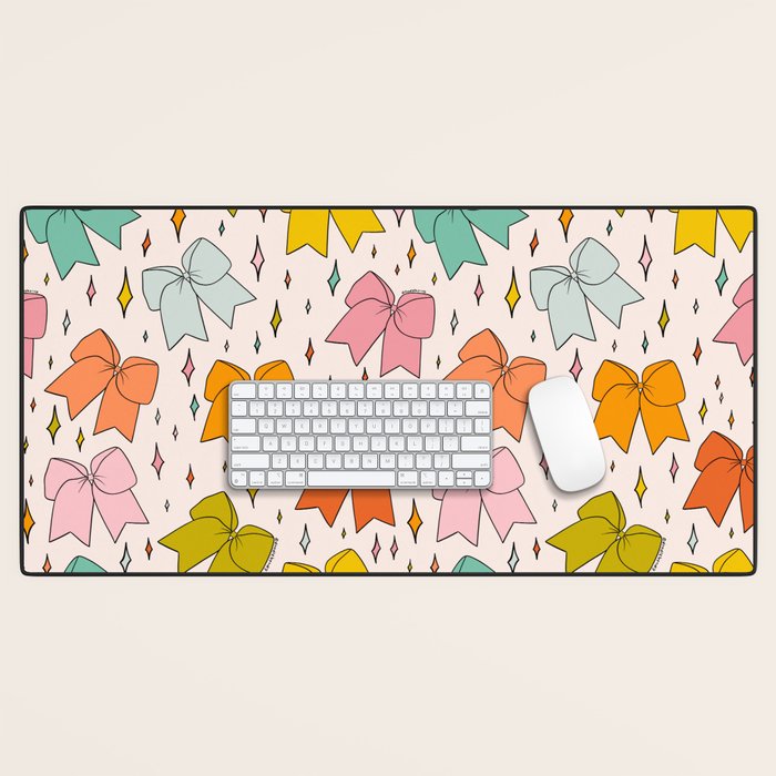 Rainbow Bow Print Desk Mat Gallery Image 1