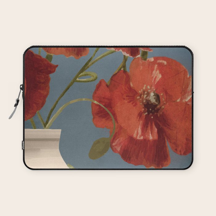 Poppies in Vase 1 Laptop Sleeve Gallery Image 1