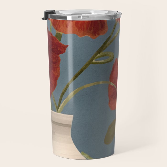 Poppies in Vase 1 Travel Mug Gallery Image 3