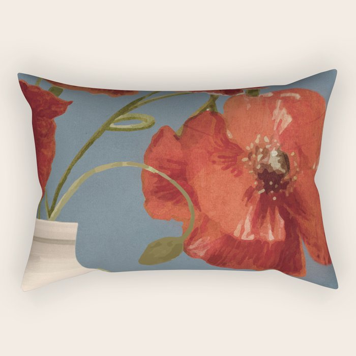 Poppies in Vase 1 Rectangular Pillow Gallery Image 1