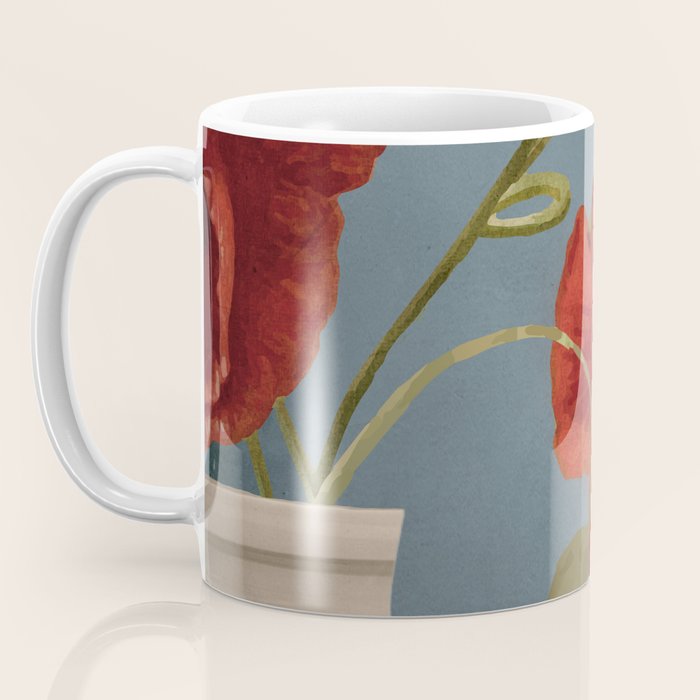 Poppies in Vase 1 Coffee Mug Gallery Image 3