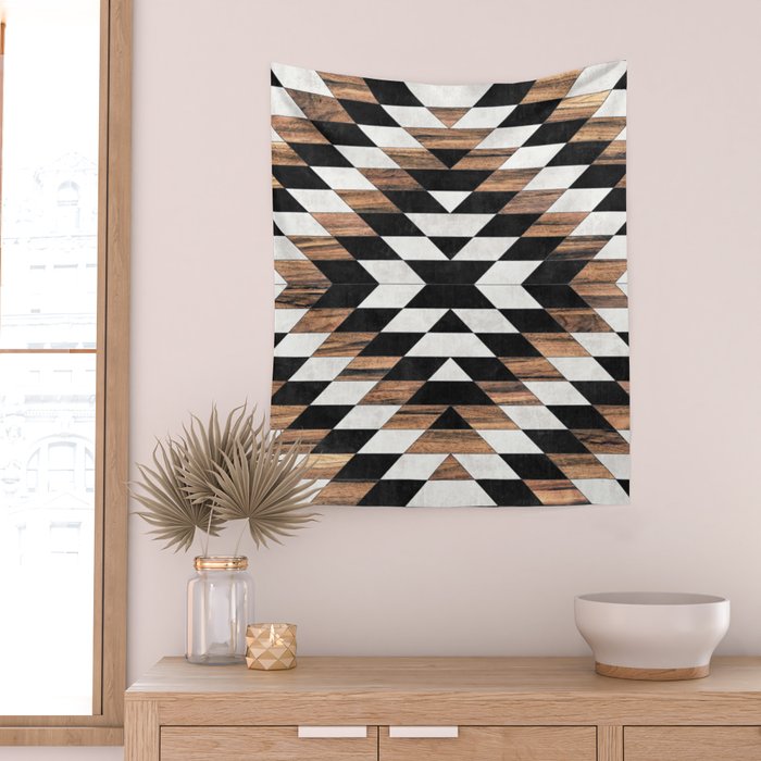 Urban Tribal Pattern No.13 - Aztec - Concrete and Wood Wall Tapestry Gallery Image 2
