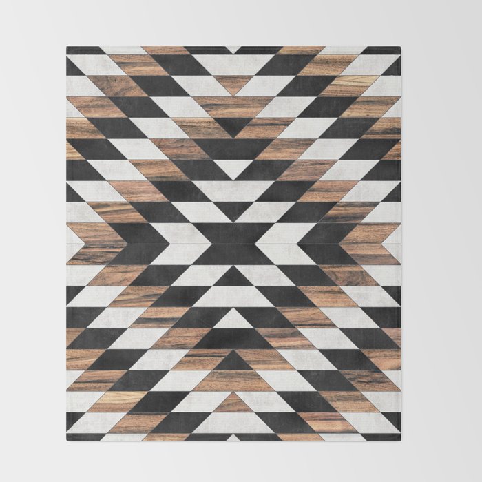 Urban Tribal Pattern No.13 - Aztec - Concrete and Wood Throw Blanket Gallery Image 2