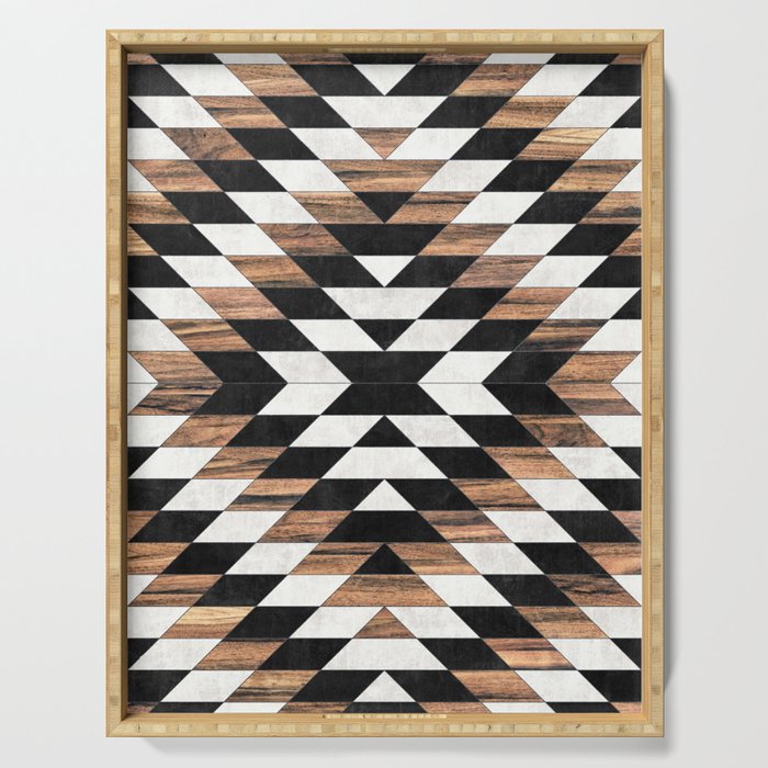 Urban Tribal Pattern No.13 - Aztec - Concrete and Wood Serving Tray Gallery Image 1