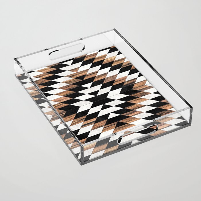 Urban Tribal Pattern No.13 - Aztec - Concrete and Wood Acrylic Tray Gallery Image 1