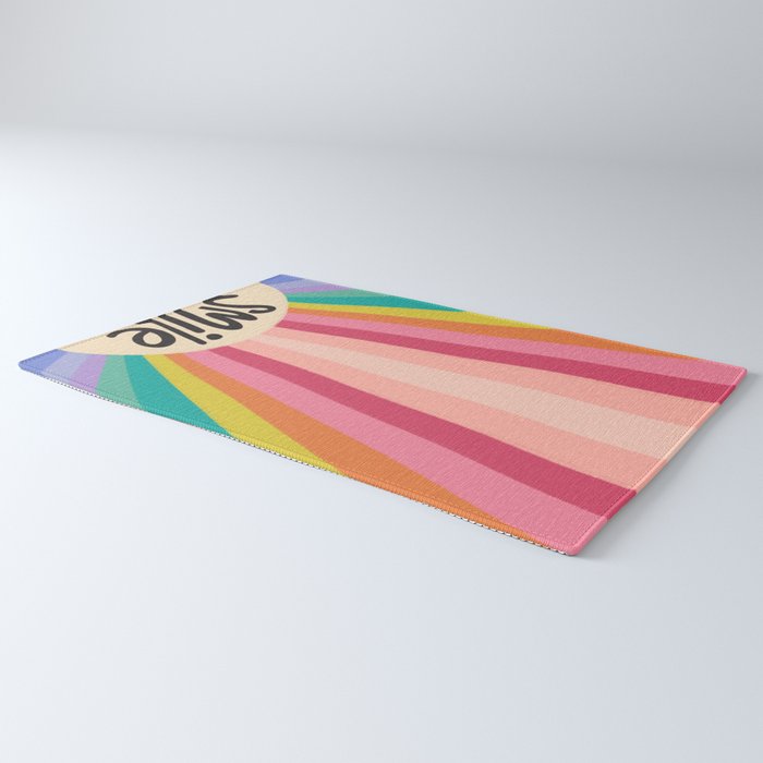 Smile - 70s Retro Sun Rainbow  Rug Gallery Image 3