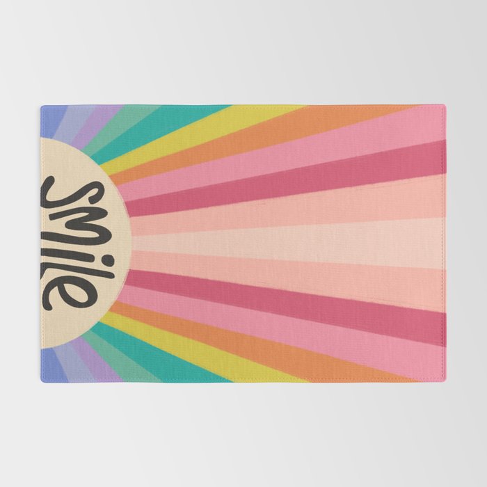 Smile - 70s Retro Sun Rainbow  Rug Gallery Image 2