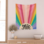 Smile - 70s Retro Sun Rainbow  Wall Tapestry Gallery Image 2