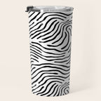 Black and white zebra stripe print art pattern Travel Mug Gallery Image 3