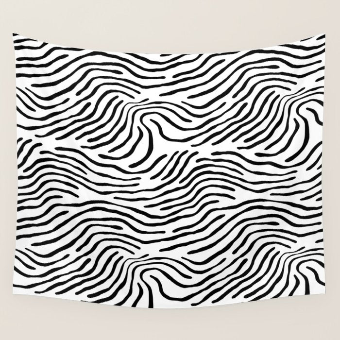 Black and white zebra stripe print art pattern Wall Tapestry Gallery Image 1