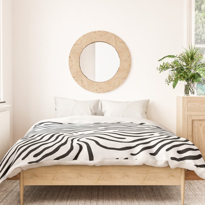 Black and white zebra stripe print art pattern Duvet Cover Gallery Image 3