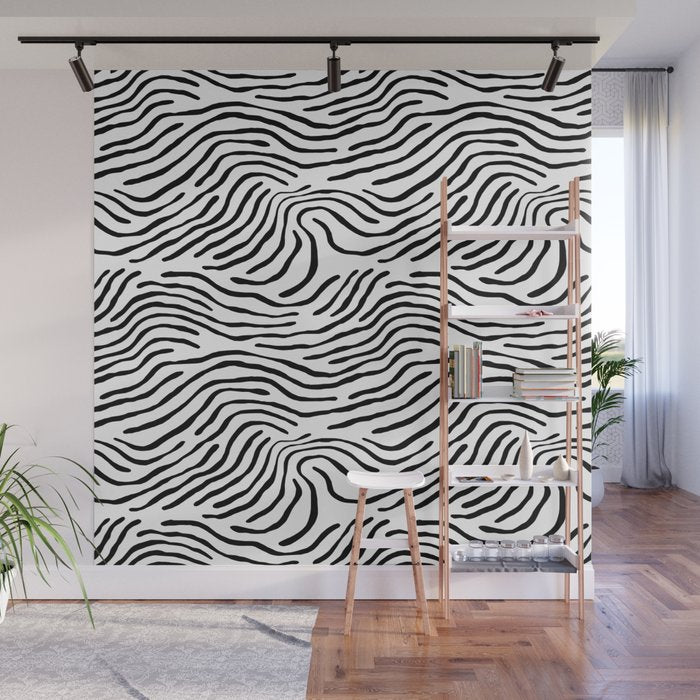 Black and white zebra stripe print art pattern Wall Mural Gallery Image 1