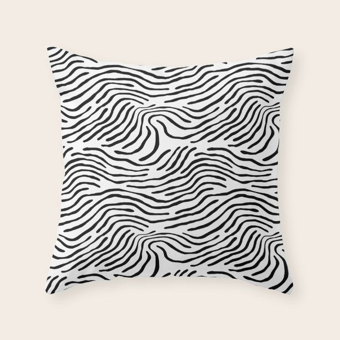 Black and white zebra stripe print art pattern Throw Pillow Gallery Image 6