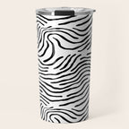 Black and white zebra stripe print art pattern Travel Mug Gallery Image 1