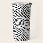 Black and white zebra stripe print art pattern Travel Mug Gallery Image 2
