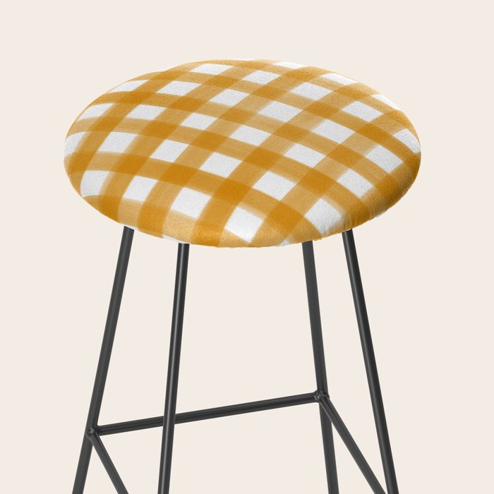 Watercolor Gingham - ochre on white  Stool Gallery Image 2