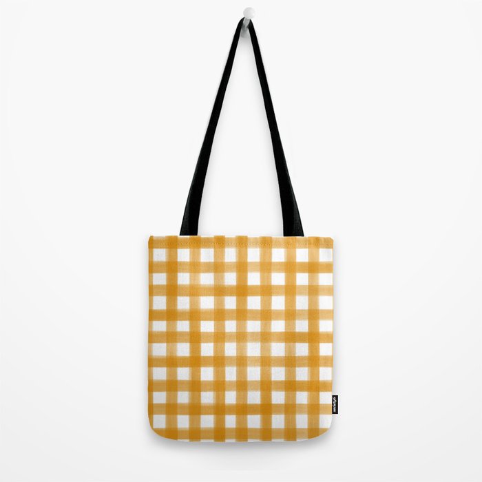 Watercolor Gingham - ochre on white  Tote Bag Gallery Image 2