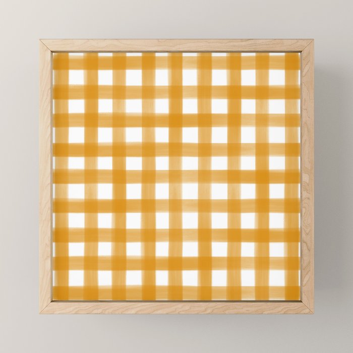 Watercolor Gingham - ochre on white  Mini Art Print Gallery Image 1