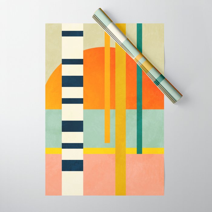 trees with tropical sun Wrapping Paper Gallery Image 1