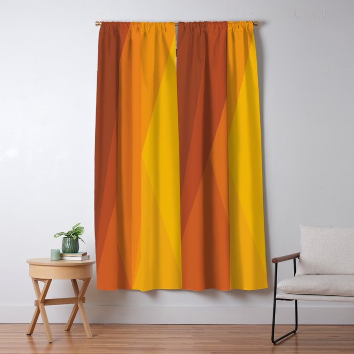 Geometric Triangles XI Retro Orange Window Curtain Gallery Image 1