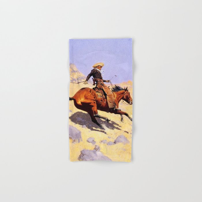 The Cowboy Western Art by Frederic Remington Bath Towel Gallery Image 1