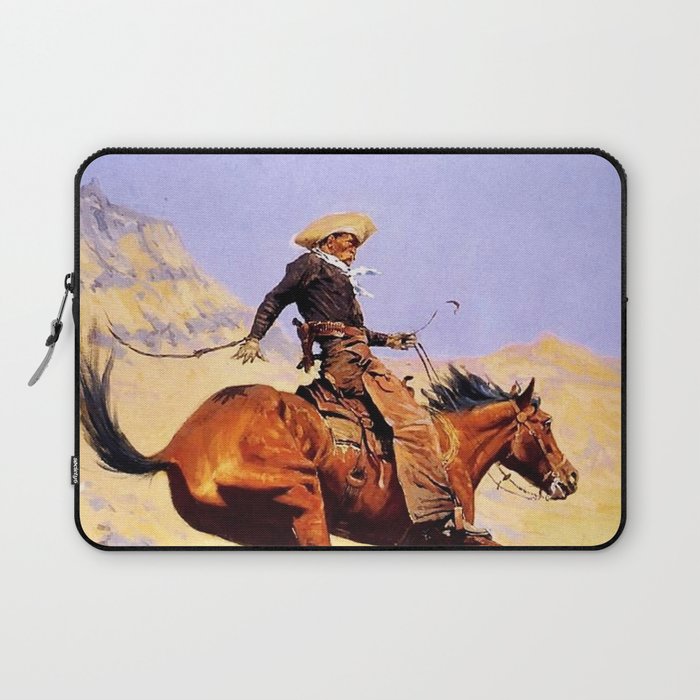 The Cowboy Western Art by Frederic Remington Laptop Sleeve Gallery Image 1