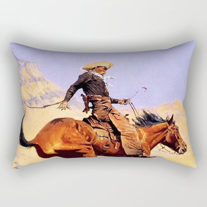 The Cowboy Western Art by Frederic Remington Rectangular Pillow Gallery Image 2