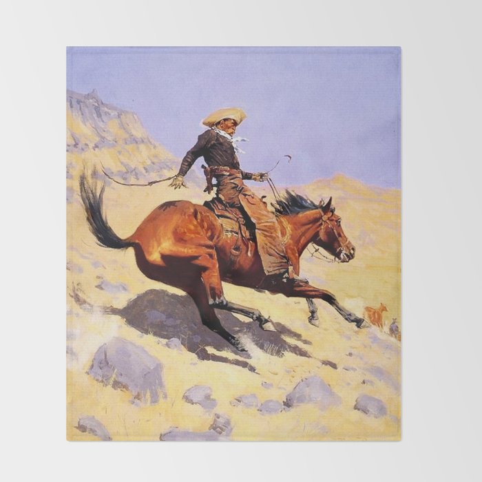 The Cowboy Western Art by Frederic Remington Throw Blanket Gallery Image 2