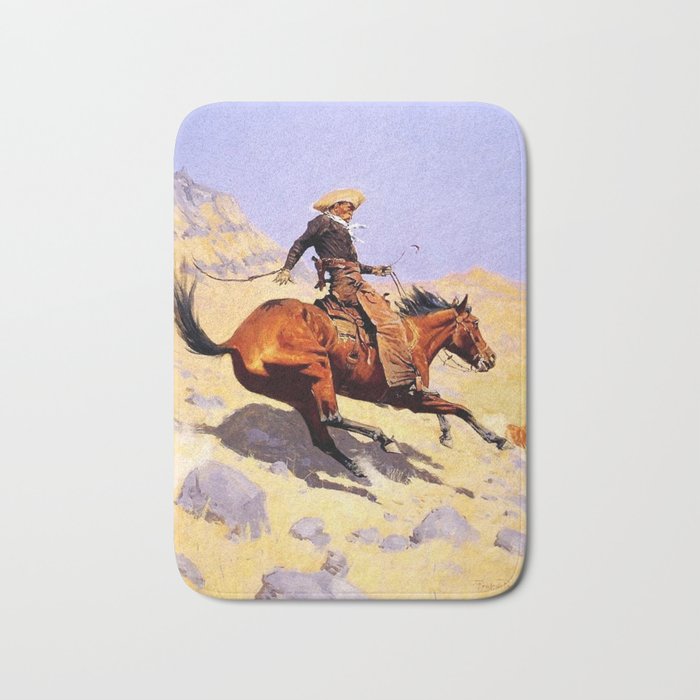 The Cowboy Western Art by Frederic Remington Bath Mat Gallery Image 1